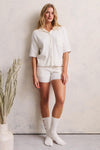 CozyChic Ultra Lite® Contrast Scallop Short Sleeve Shirt and Short Set