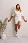 CozyChic Ultra Lite® Contrast Scallop Short Sleeve Shirt and Short Set