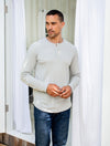 Malibu Collection® Men’s Long Sleeve Henley With Woven Detail